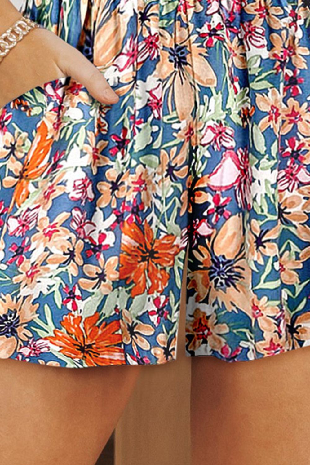 Floral High Waist Shorts with Pockets