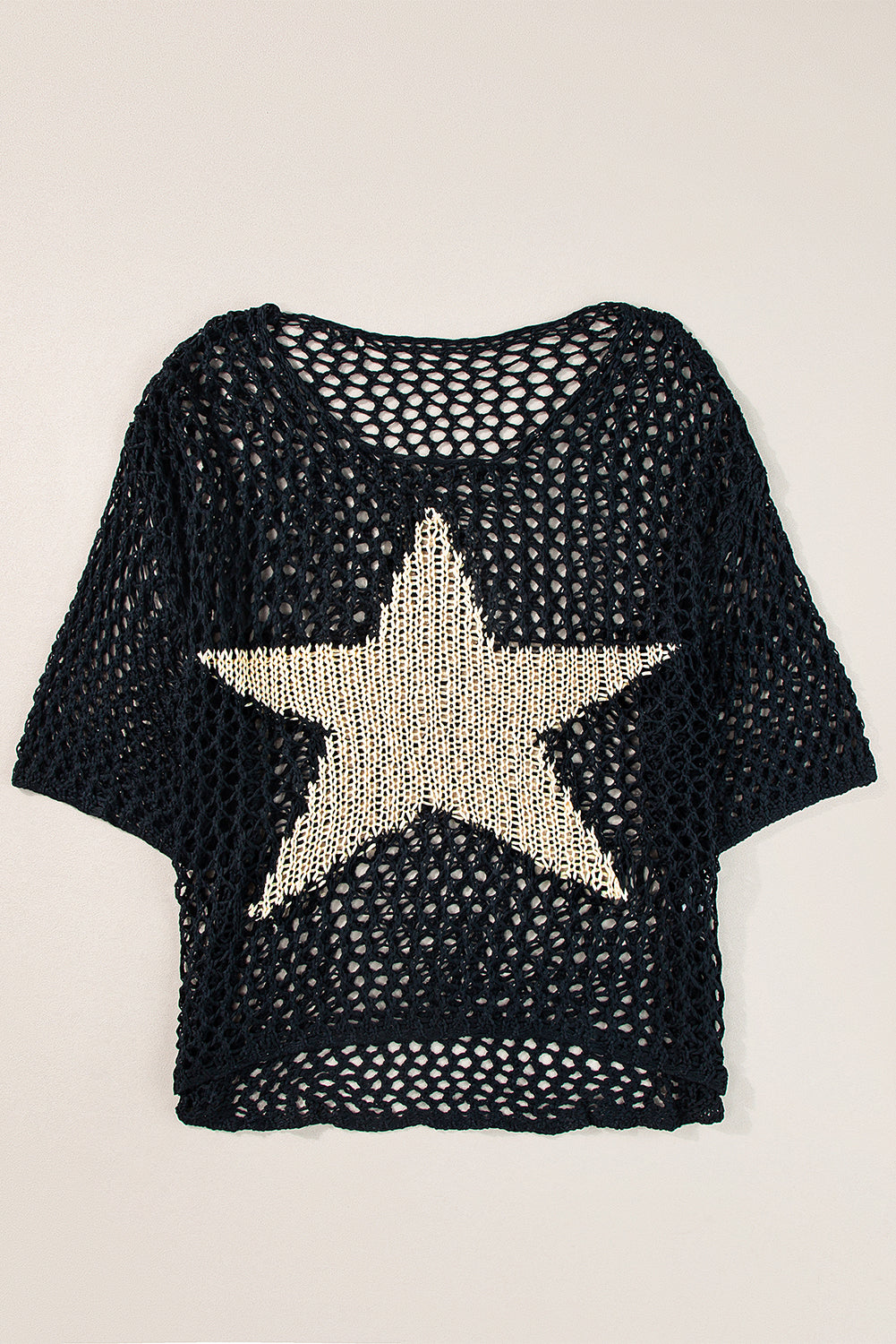 White Star Graphic Crochet Knitted Summer Sweater Top