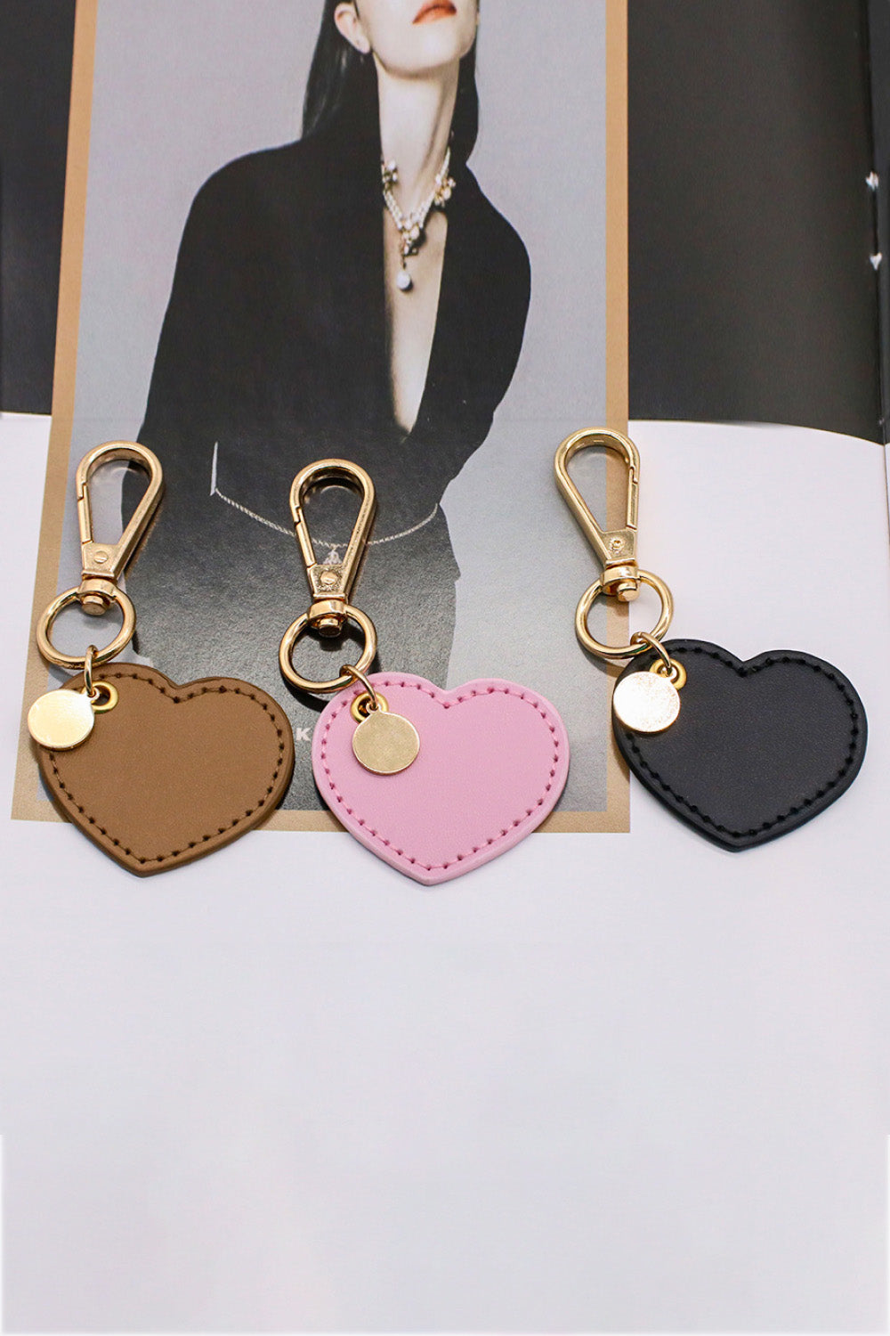 Assorted 4-Pack Heart Leather Keychain