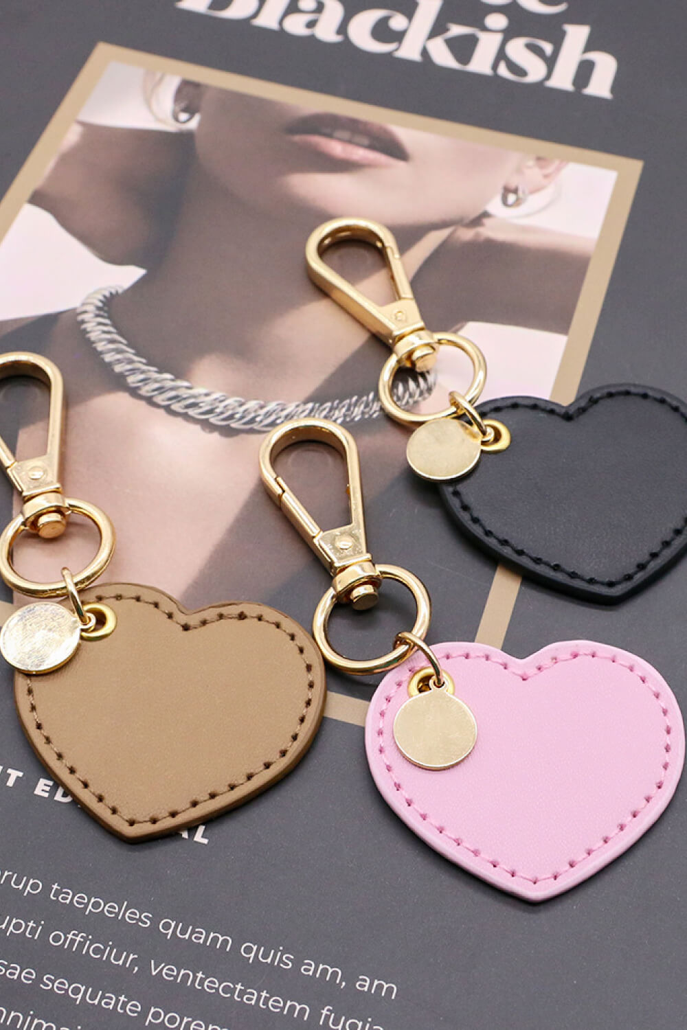 Assorted 4-Pack Heart Leather Keychain