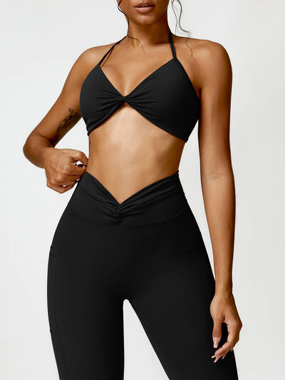 Twisted Halter Neck Active Bra