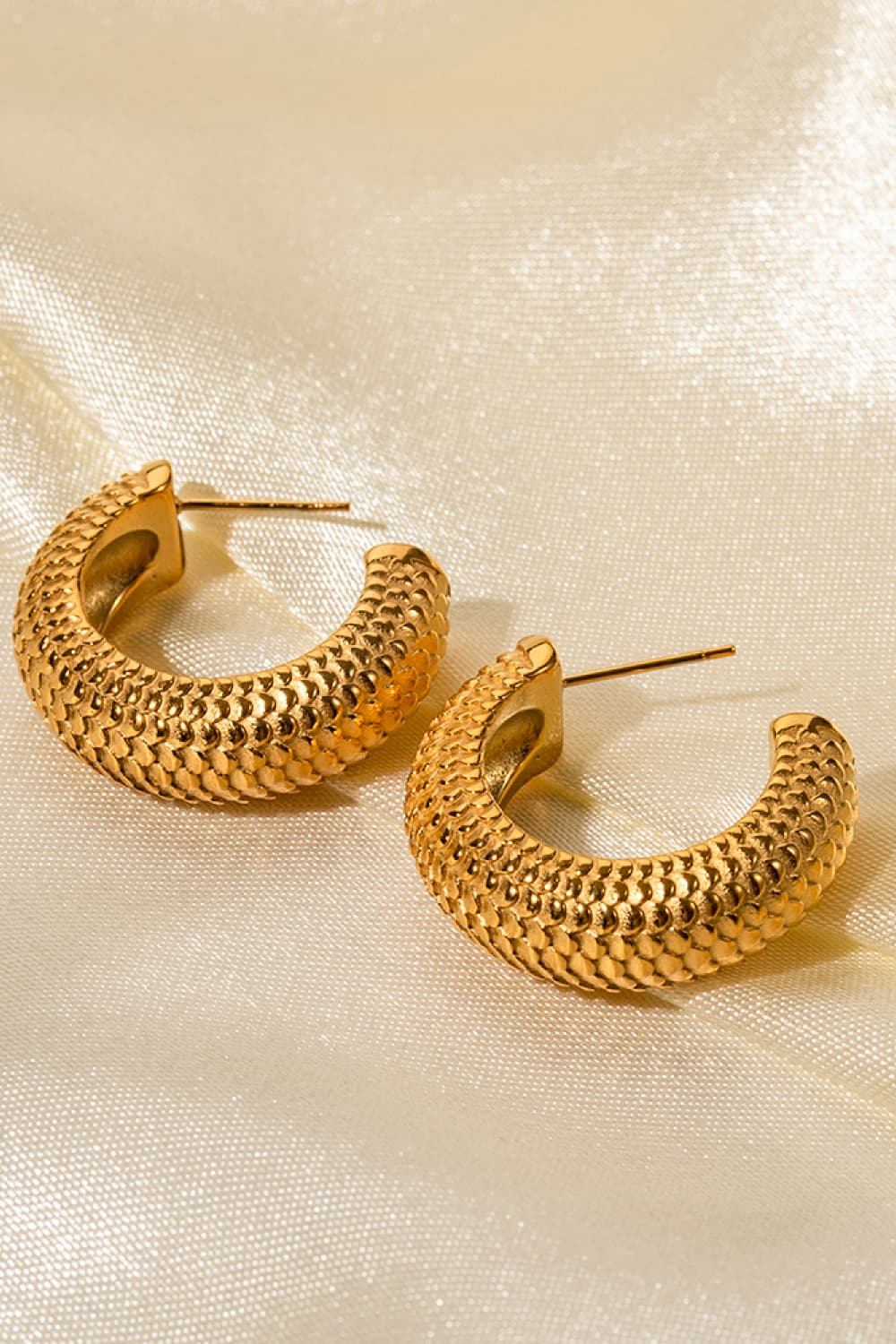 Stainless Steel Scale C-Hoop Earrings