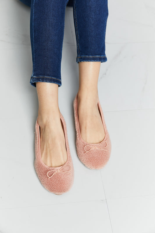 Forever Link Bow Detail Sherpa Flats