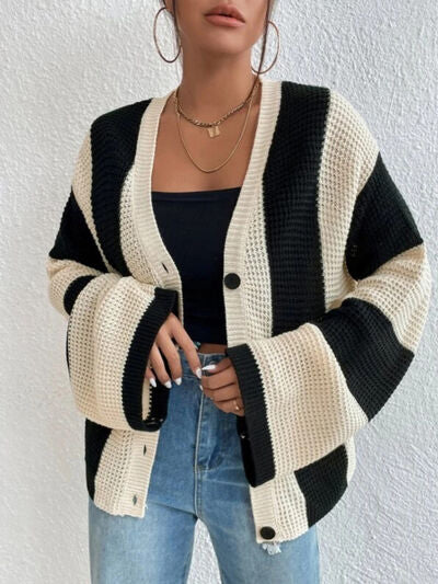 Striped Button Up Cardigan