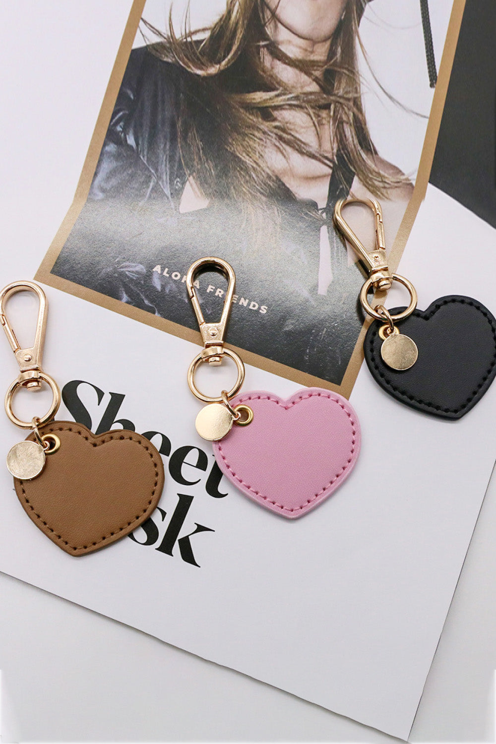 Assorted 4-Pack Heart Leather Keychain